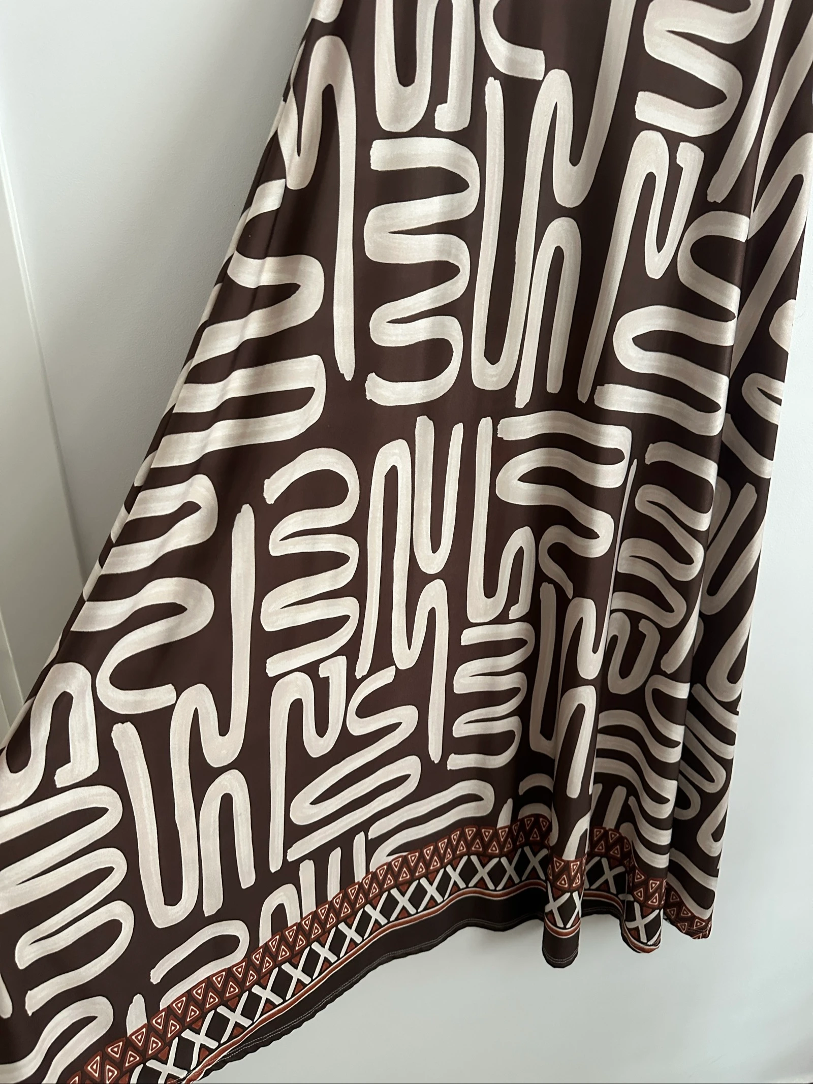 Boho Long Skirt Ethnic Print Brown / Maxi Elastic Skirt Size M – photo 4